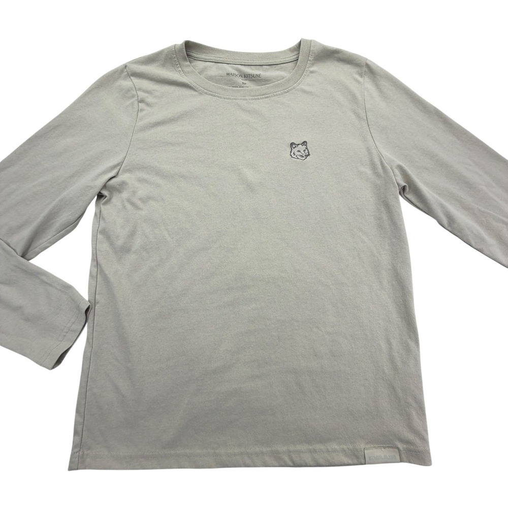 EVA Air + Maison Kitsune T-Shirt Mens M Brown Crewneck Long Sleeve Fox Logo
